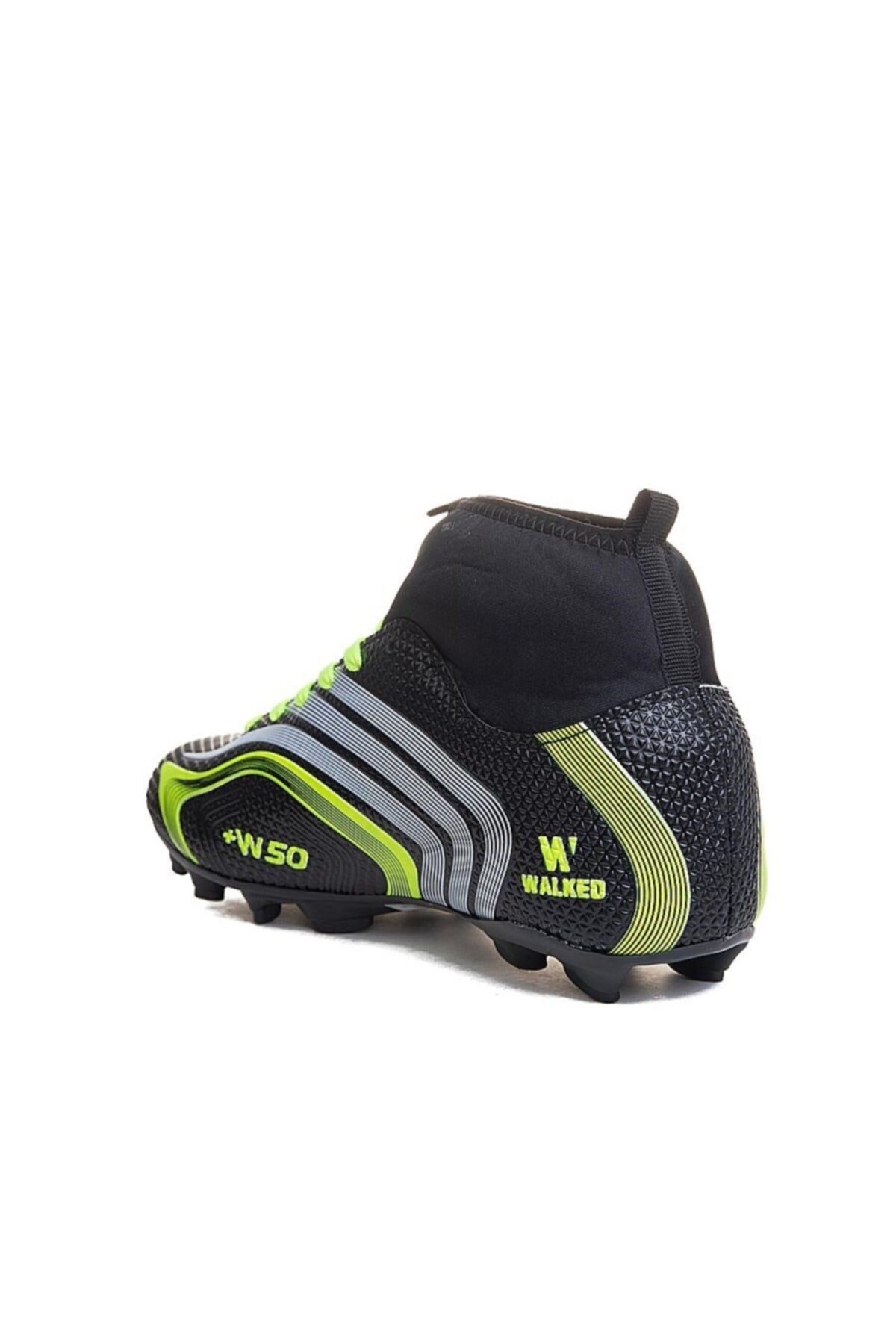 Walked Siyah Sarı Çoraplı Krampon Futbol Ayakkabısı