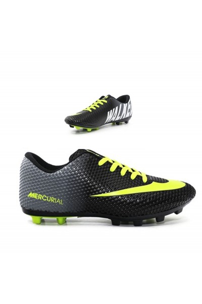 Walked 401 Siyah Sarı Erkek Çocuk Krampon Spor Ayakkabı