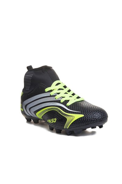 Walked435  Siyah Sarı Çoraplı Krampon Futbol Ayakkabısı
