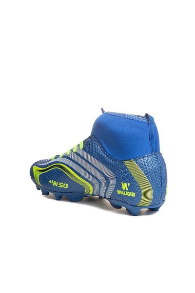 Walked Mavi Sarı Çoraplı Krampon Futbol Ayakkabısı