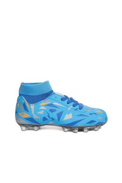 2303 Krampon Turkuaz Mavi Bilekli Çoraplı Krampon Futbol Ayakkabısı