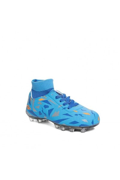 2303 Krampon Turkuaz Mavi Bilekli Çoraplı Krampon Futbol Ayakkabısı