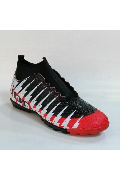 Erkek Çoraplı Halısaha Ayakkabısı 1453 Model Siyah Kırmızı