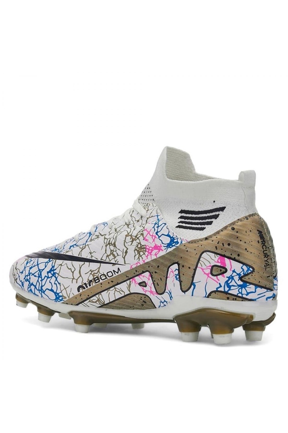 La Liga Erkek 565 Bilekli Çoraplı Krampon Beyaz Altın Futbol Ayakkabısı