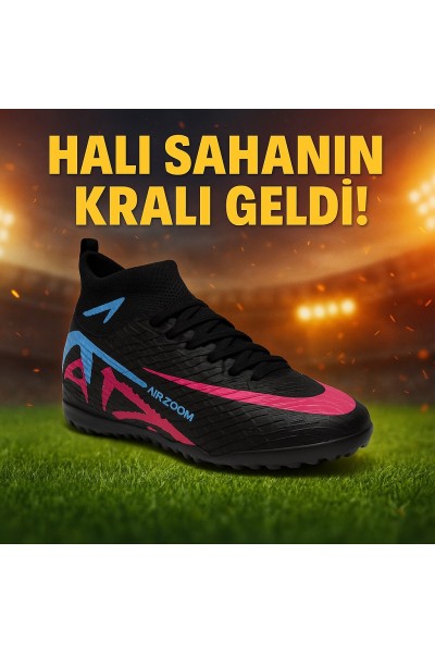 Laliga 600 Siyah Lila  Çoraplı Halı Saha Ayakkabısı