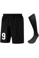 Erkek Siyah Futbol Şortu ve Çorabı Seti - Numara Baskılı Spor Kombin (9 Numara)