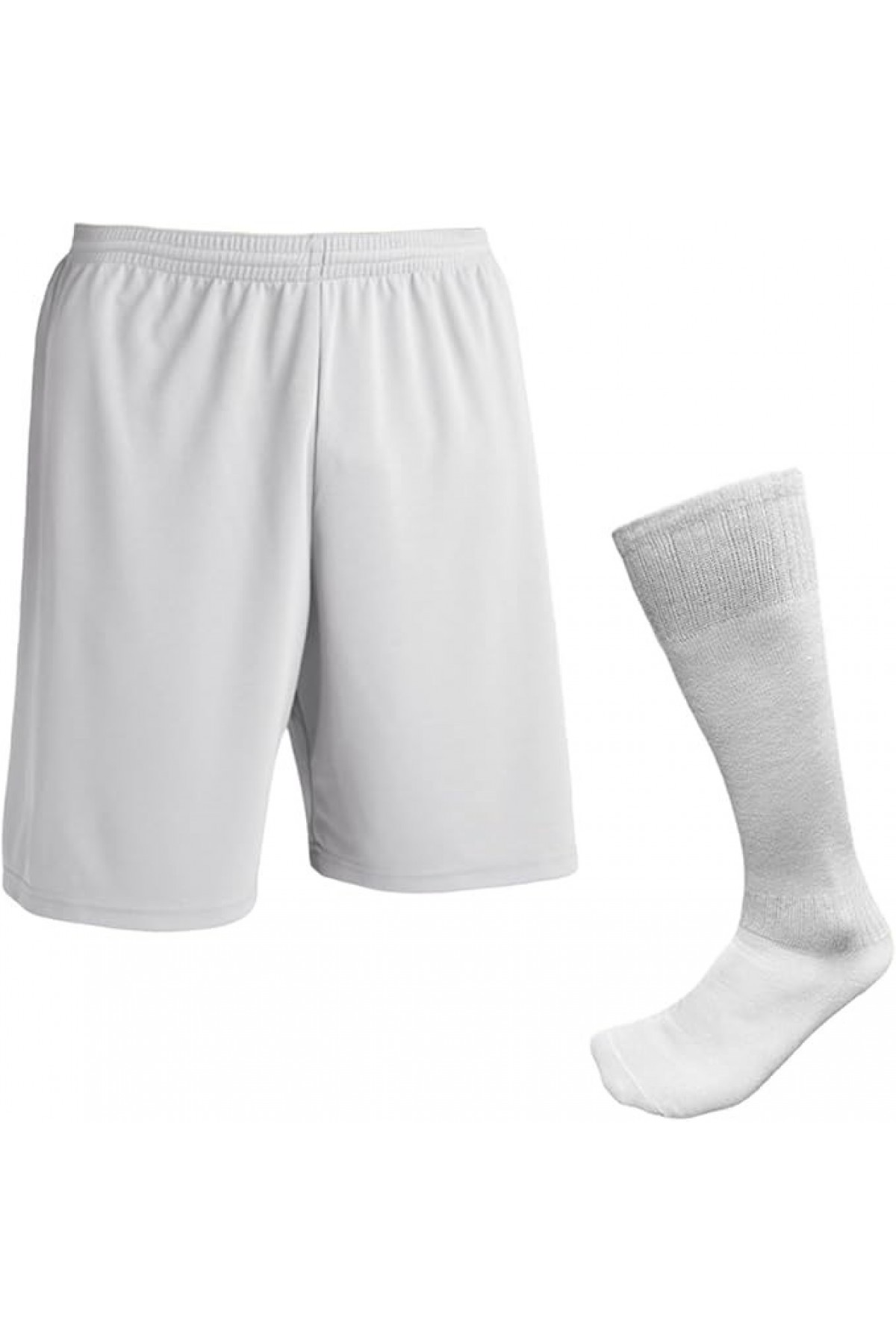 Erkek Beyaz Futbol Şortu ve Çorap Seti - Spor Antrenman ve Maç Kombini