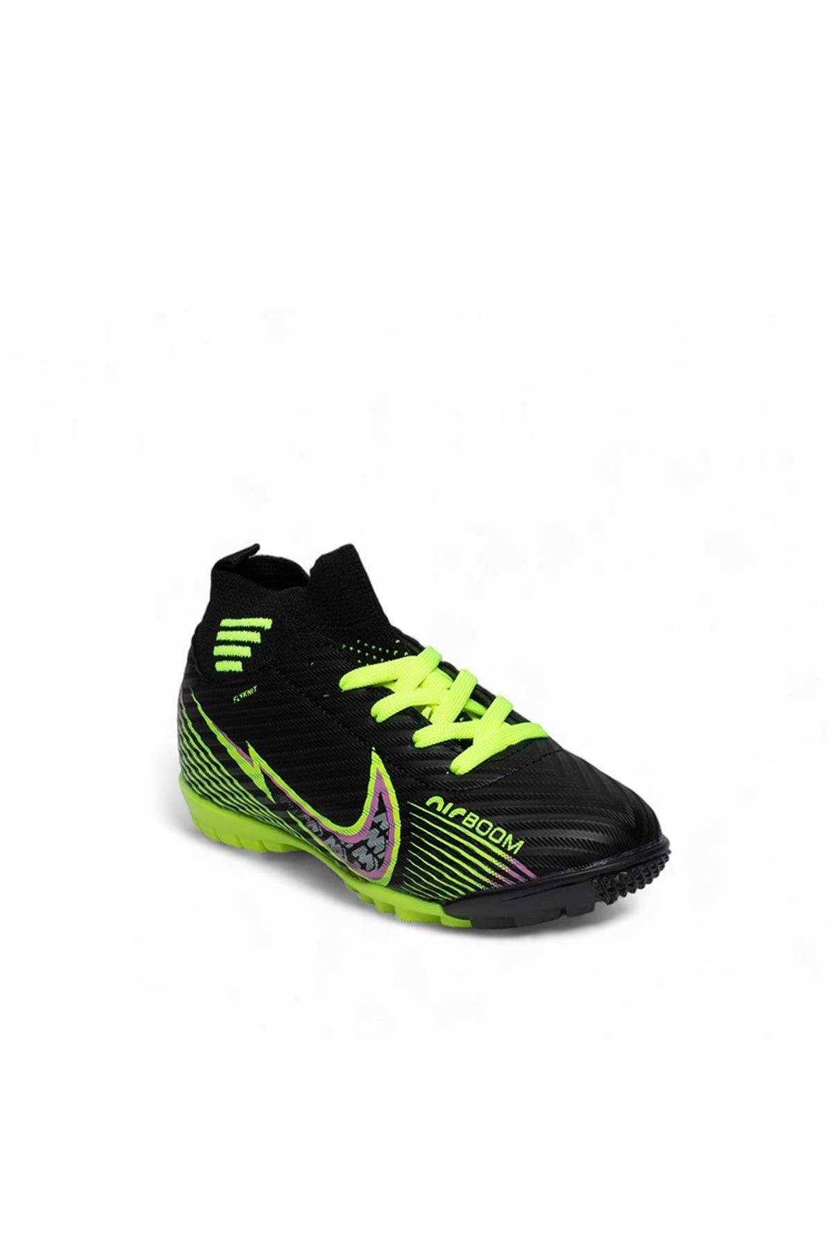  Siyah Sarı Çoraplı Halı Saha Futbol Ayakkabısı