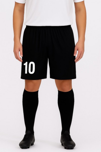 Erkek Siyah Futbol Şortu ve Çorabı Seti - Numara Baskılı Spor Kombin (10 Numara)