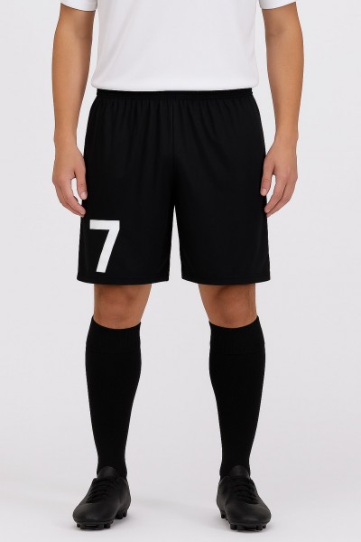 Erkek Siyah Futbol Şortu ve Çorabı Seti - Numara Baskılı Spor Kombin (7 Numara)