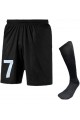 Erkek Siyah Futbol Şortu ve Çorabı Seti - Numara Baskılı Spor Kombin (7 Numara)