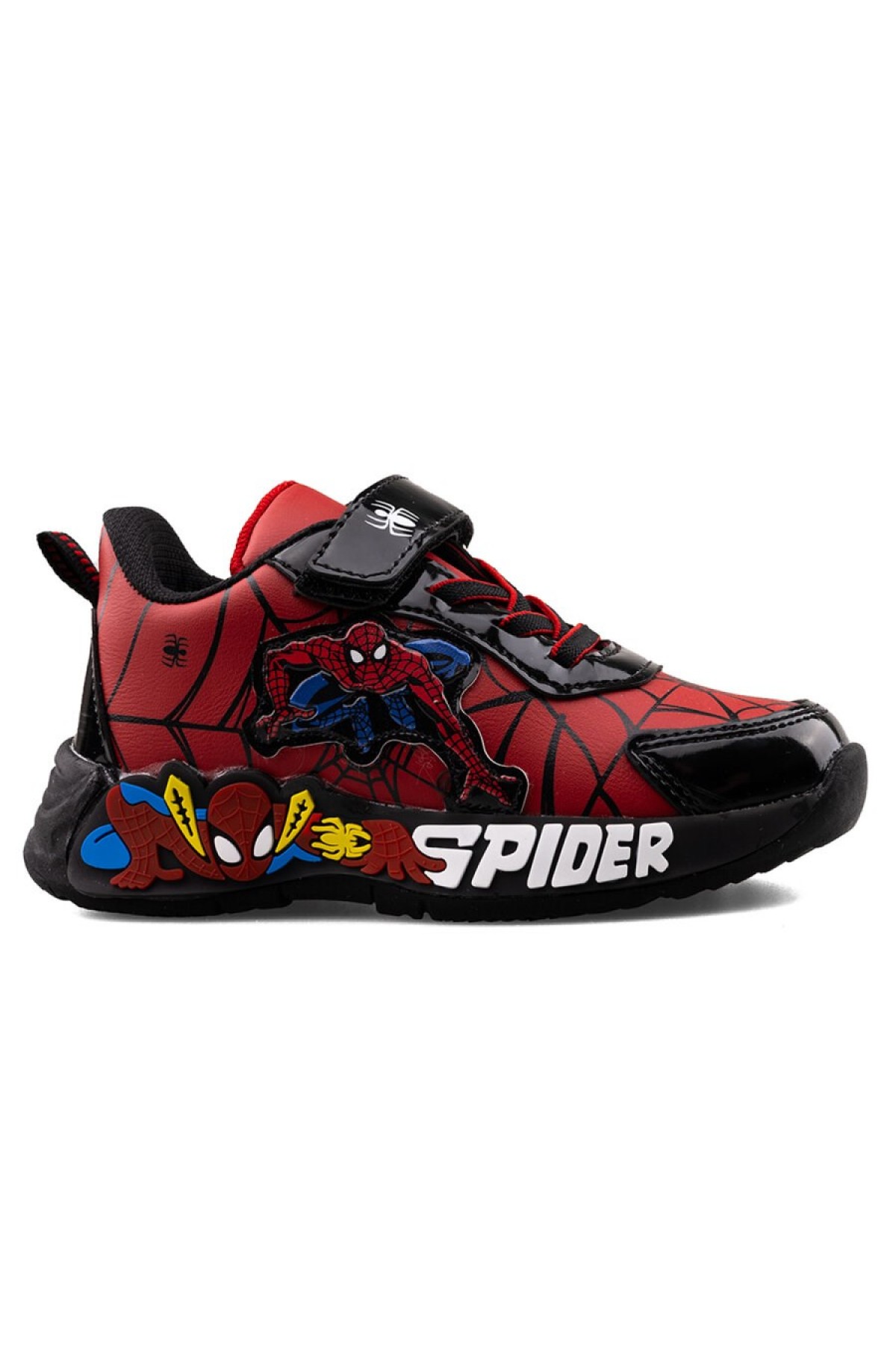 Çocuk Spider Temalı Işıklı Spor Ayakkabı – Kırmızı –siyah Rahat ve Kaymaz Taban
