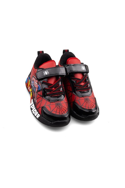 Çocuk Spider Temalı Işıklı Spor Ayakkabı – Kırmızı –siyah Rahat ve Kaymaz Taban