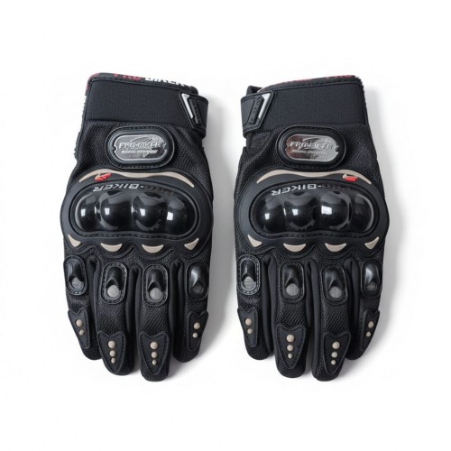 Mafsallı Motosiklet Eldiveni - Korumalı Full Parmak Yazlık/Mevsimlik Siyah Motorcu Eldiveni