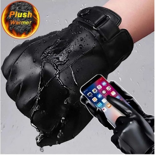 Erkek Siyah  Suni Deri Eldiven  Dokunmatik Ekran Uyumlu MG900