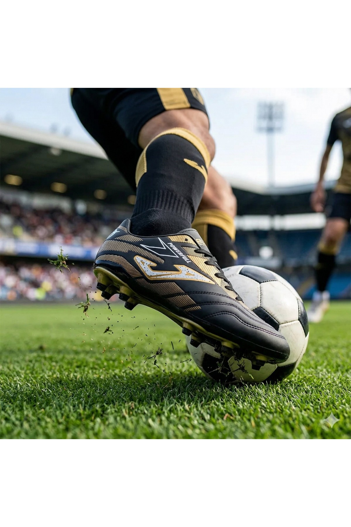 Erkek Siyah Altın Sarısı Profesyonel Çim Saha Kramponu