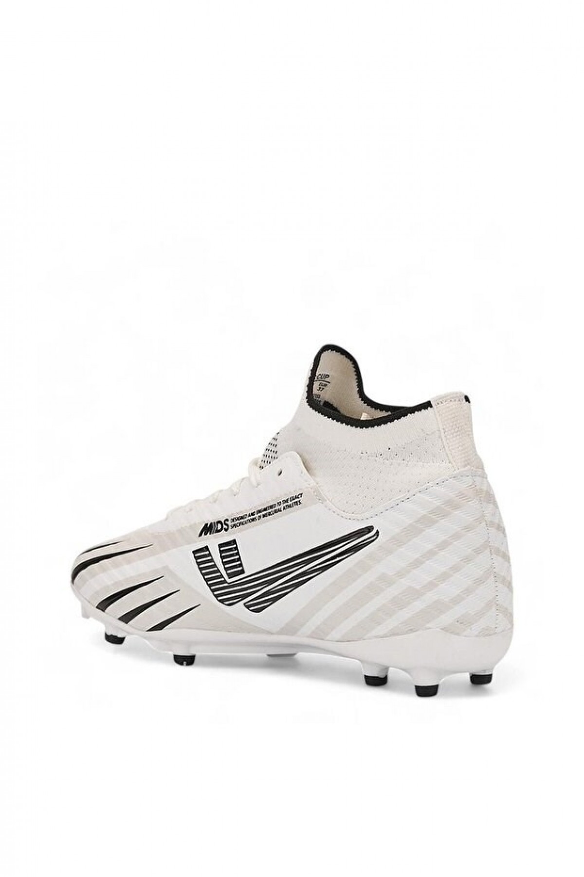 Beyaz Siyah  Desenli Bağcıklı Çim Saha Ve Halı Saha Kramponu 019