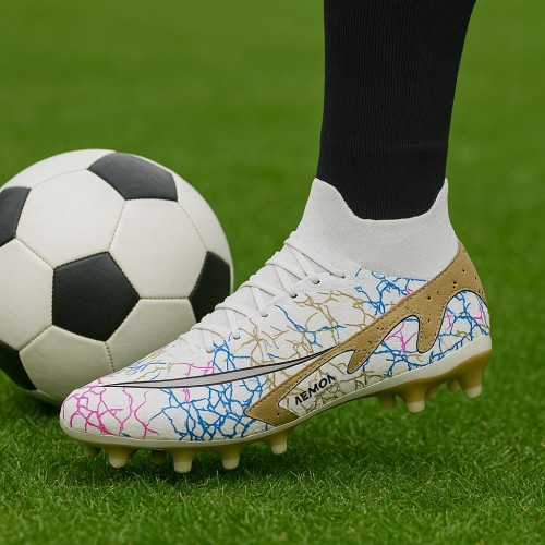 La Liga Erkek 565 Bilekli Çoraplı Krampon Beyaz Altın Futbol Ayakkabısı-0