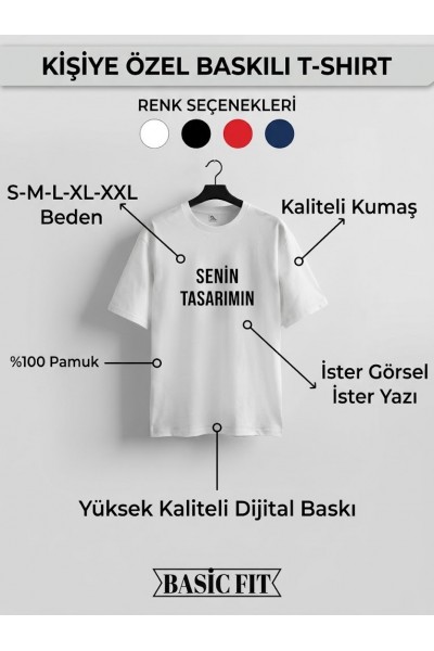 Kişiye Özel Baskılı Tişört – Fotoğraf, Yazı ve Logo Tasarımlı Beyaz T-Shirt