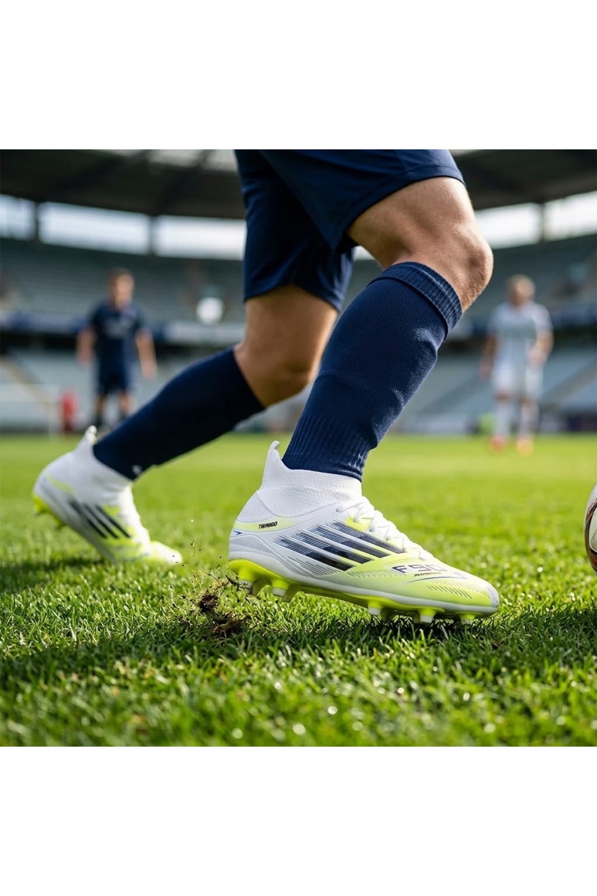 Bilekli Çim Zemin Futbol Kramponu – Beyaz / Fosforlu F-730