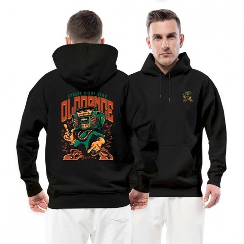 Kapşonlu Hoodie  Night Club Radyo Kafa Siyah Streetwear  