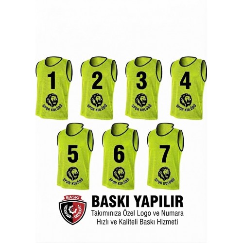 7'li Set Yetişkin Futbol Antrenman Yeleği / Takımlara Özel Baskı İmkanı