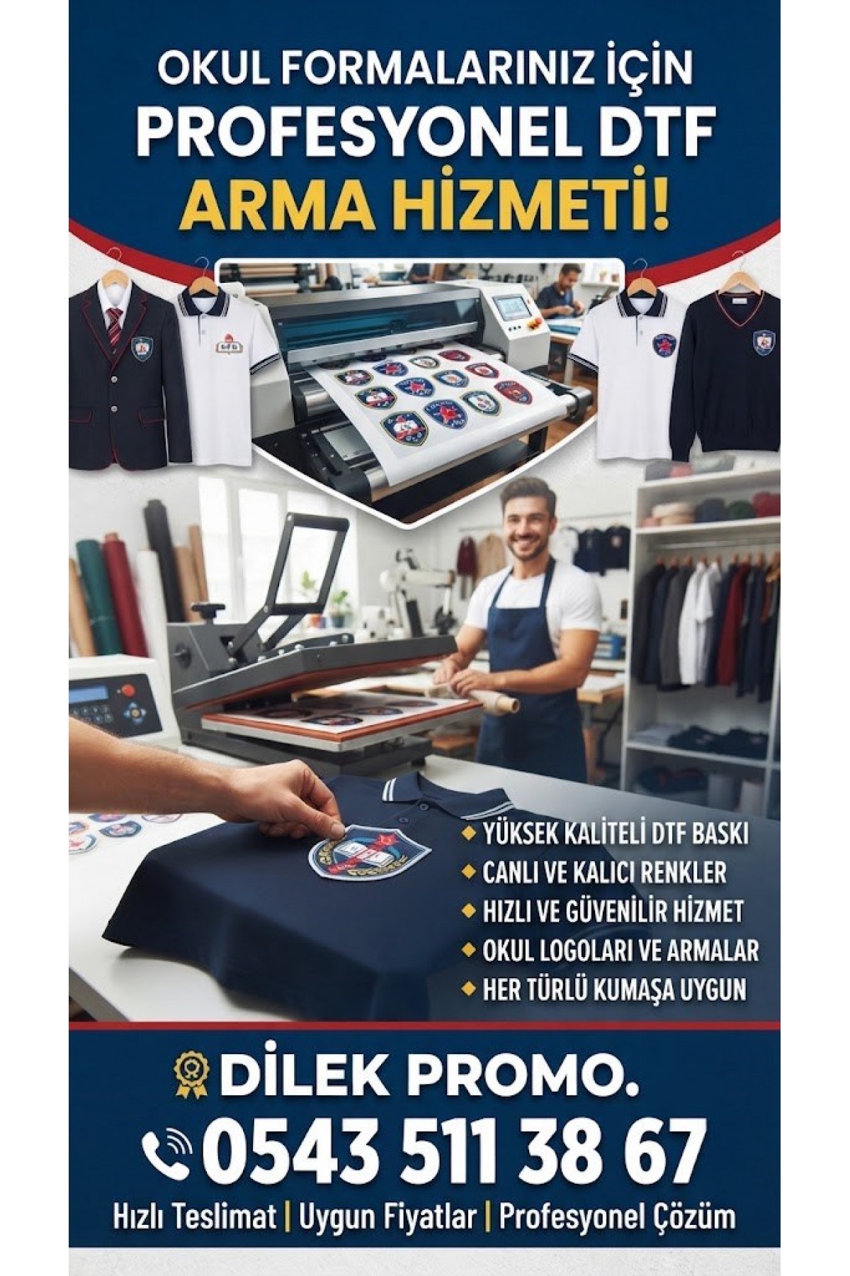 Okul Forması Arması Baskı - Özel Tasarım Dtf Okul Logosu Ve Yaka Arması İmalatı