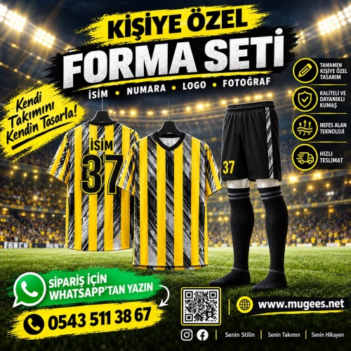 Kişiye Özel Forma Tasarımı | İsim ve Numara Baskılı Futbol Forma Seti